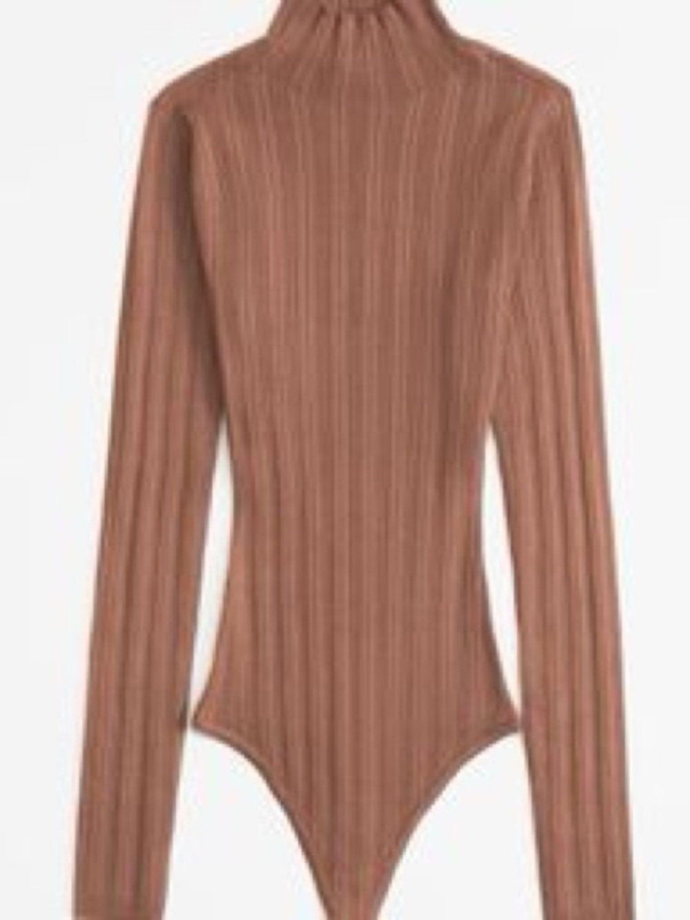 Abercrombie Ribbed Mock Neck Bodysuit - Rust Brown